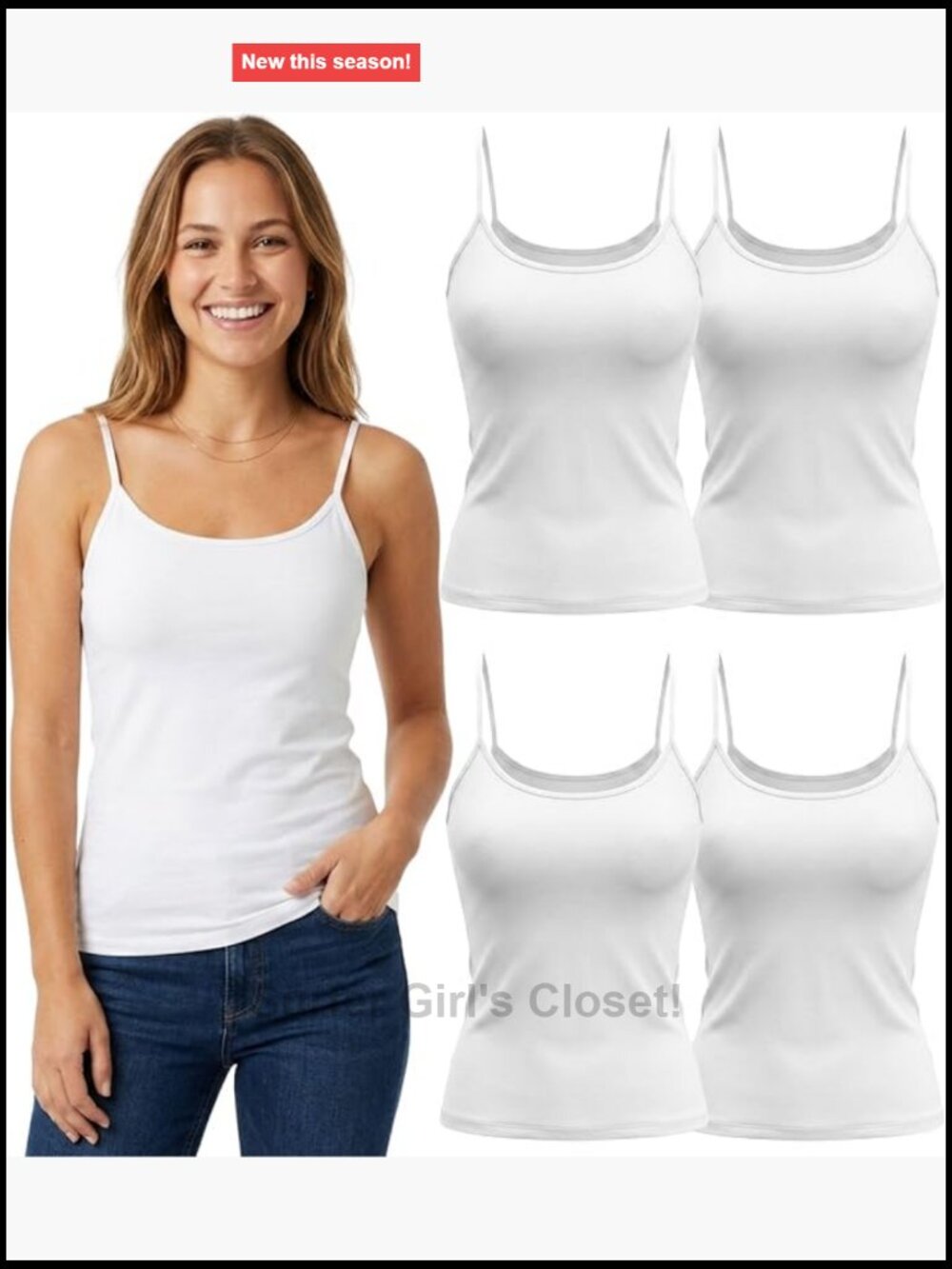 4-Pack Women's Camisole Tank Tops Adjustable Spaghetti Straps Undershirt Sizes